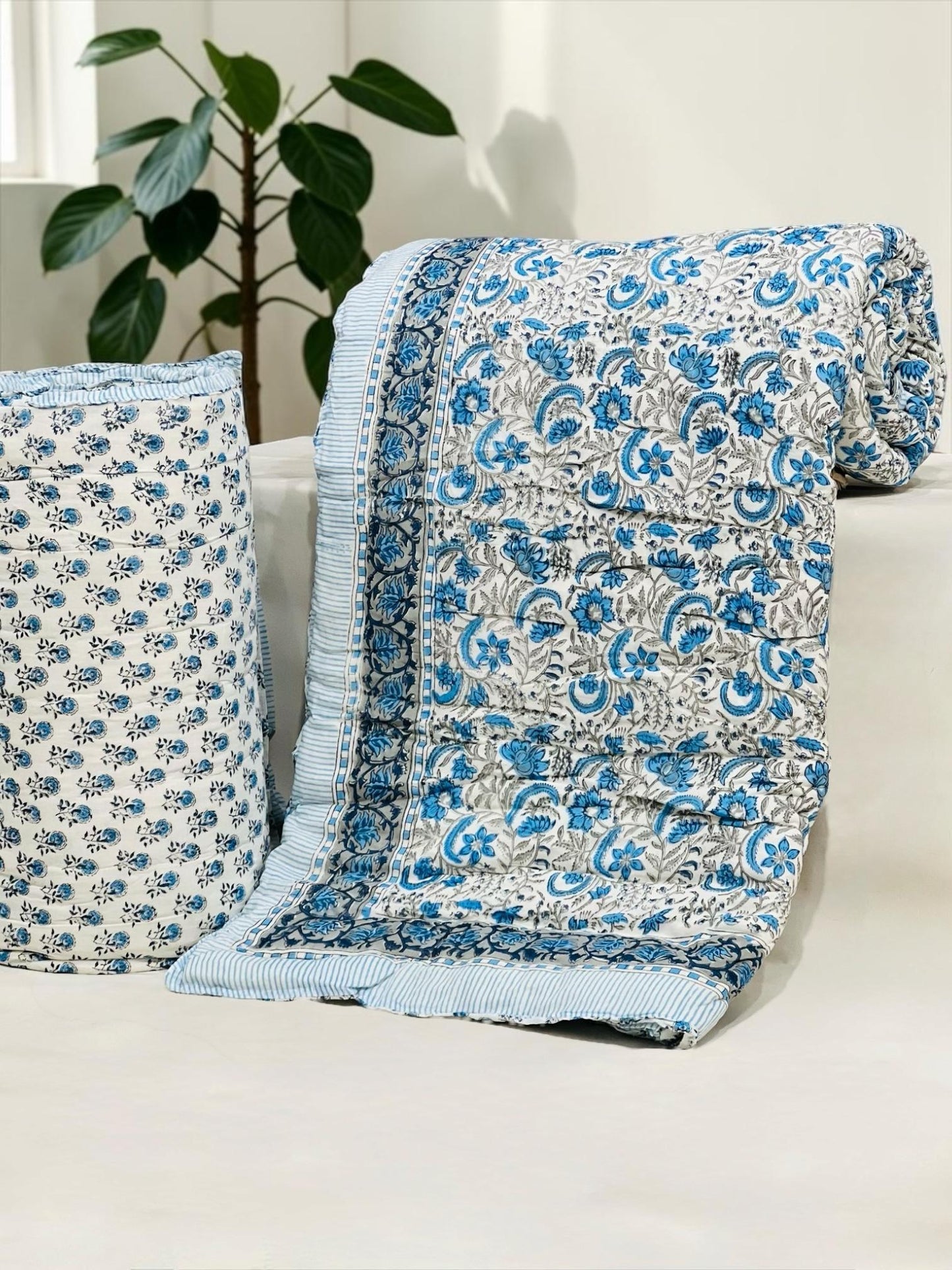 Bluedigo - Handblock Printed King Size Quilt Razai
