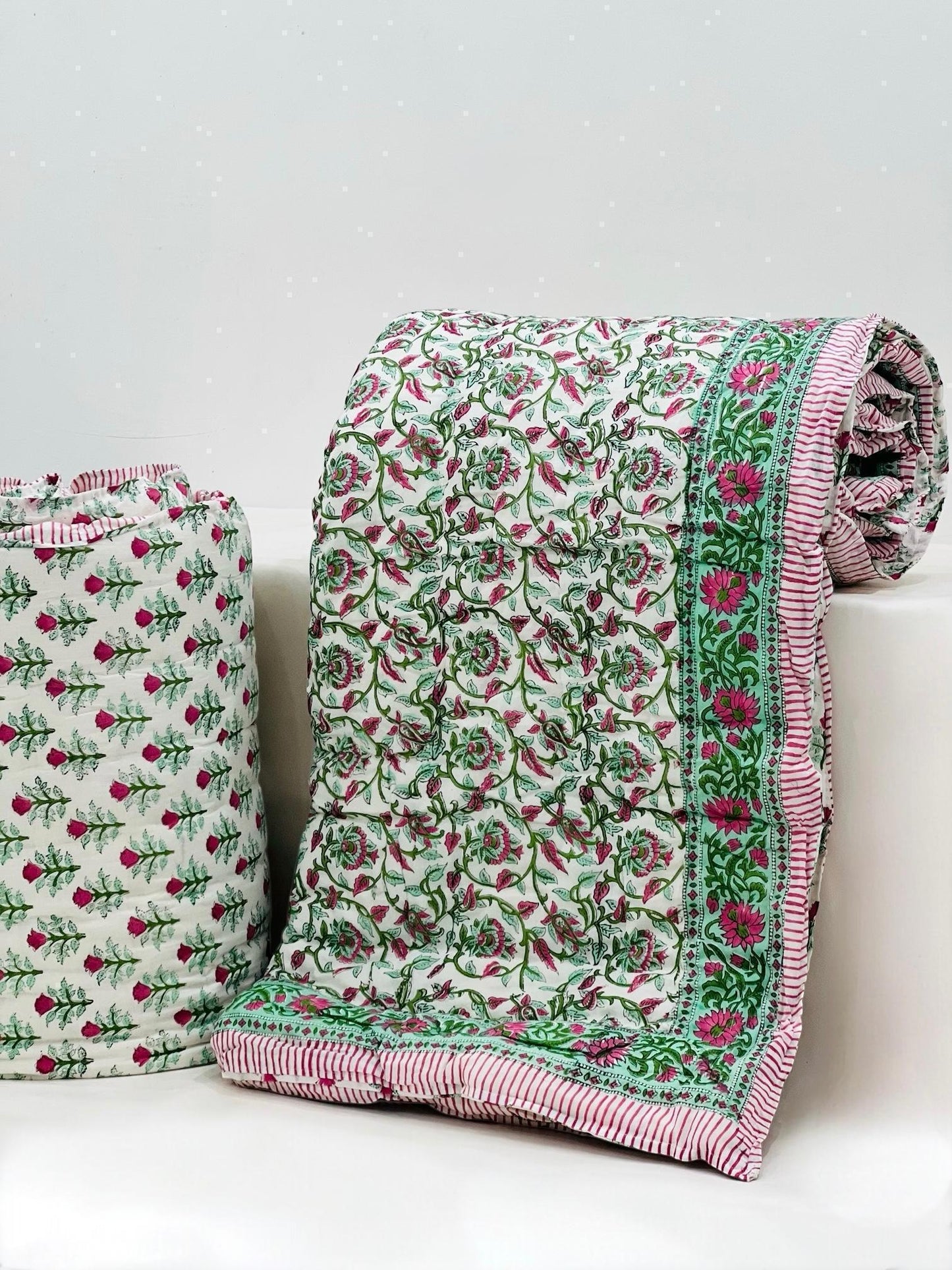Kamal Bagh - Handblock Printed King Size Quilt Razai