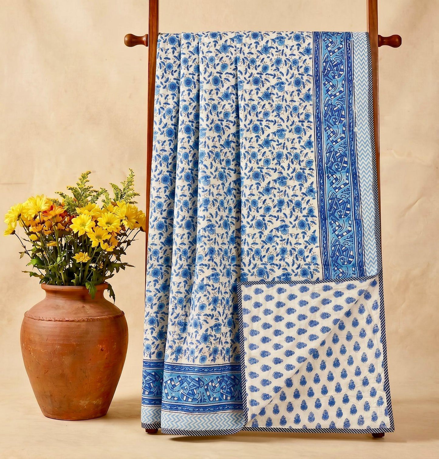 Lotus Garden Dohar - Premium Handblock Printed King Size Dohar