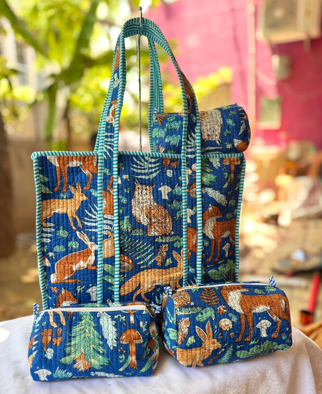 Roserybagh - Quilted Tote Bag Set