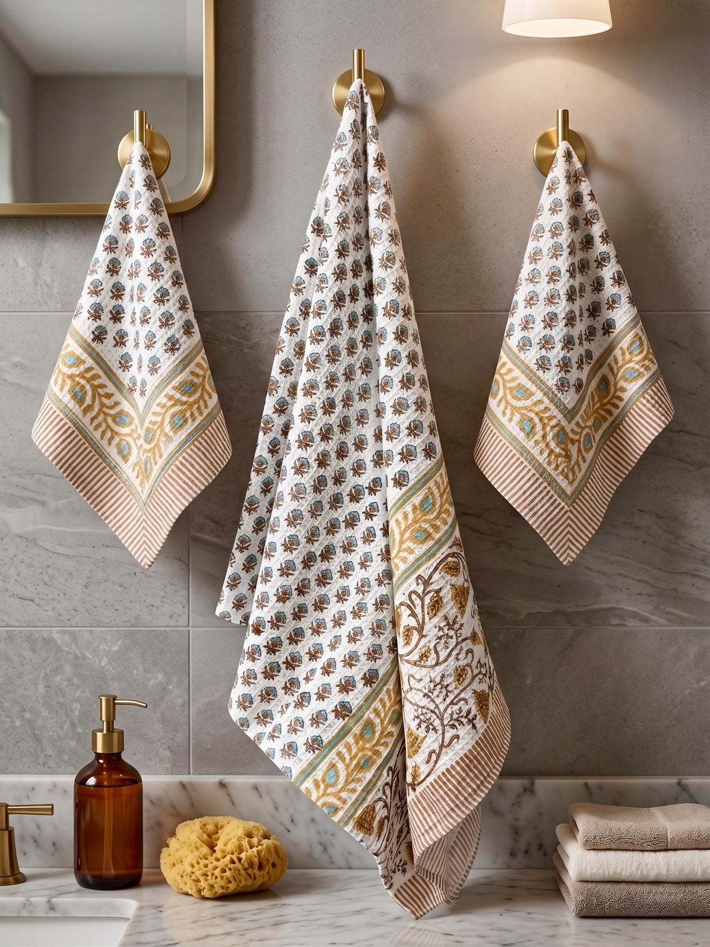 Wally - Handblock Printed Waffle Towel Set