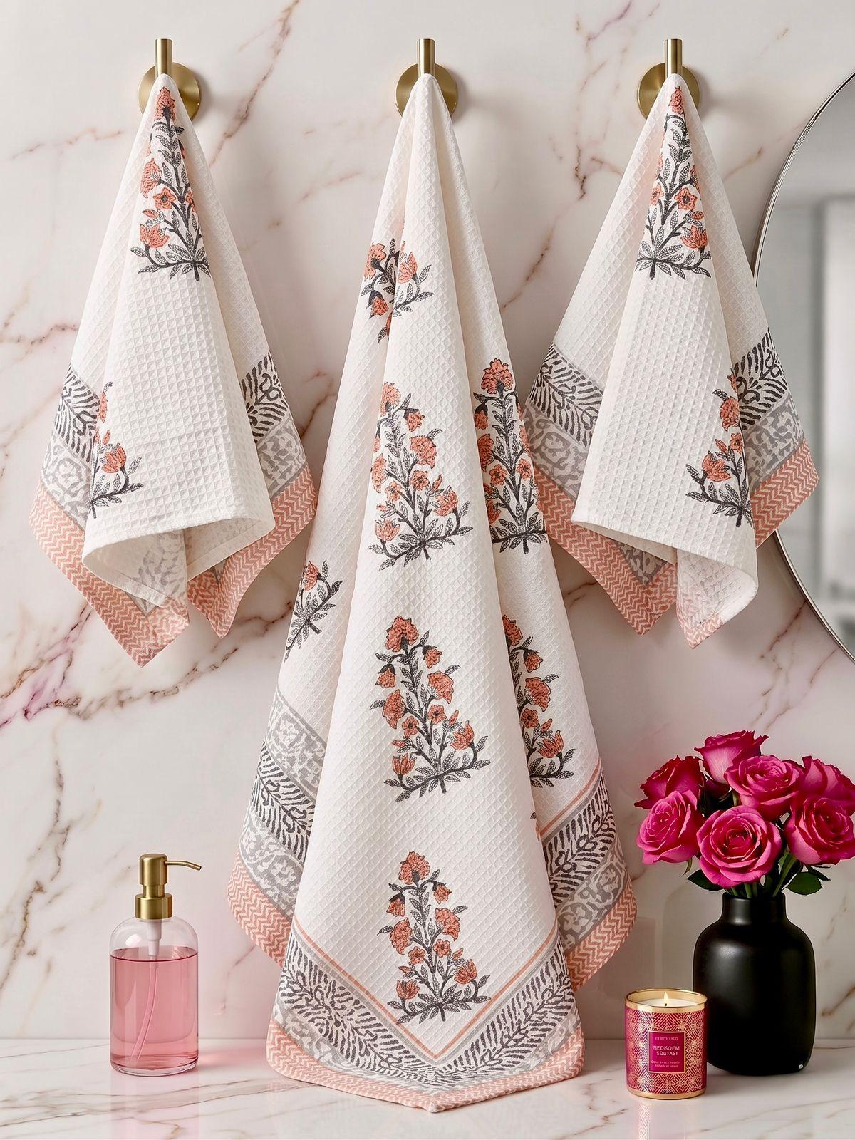 Mugliya - Handblock Printed Waffle Towel Set