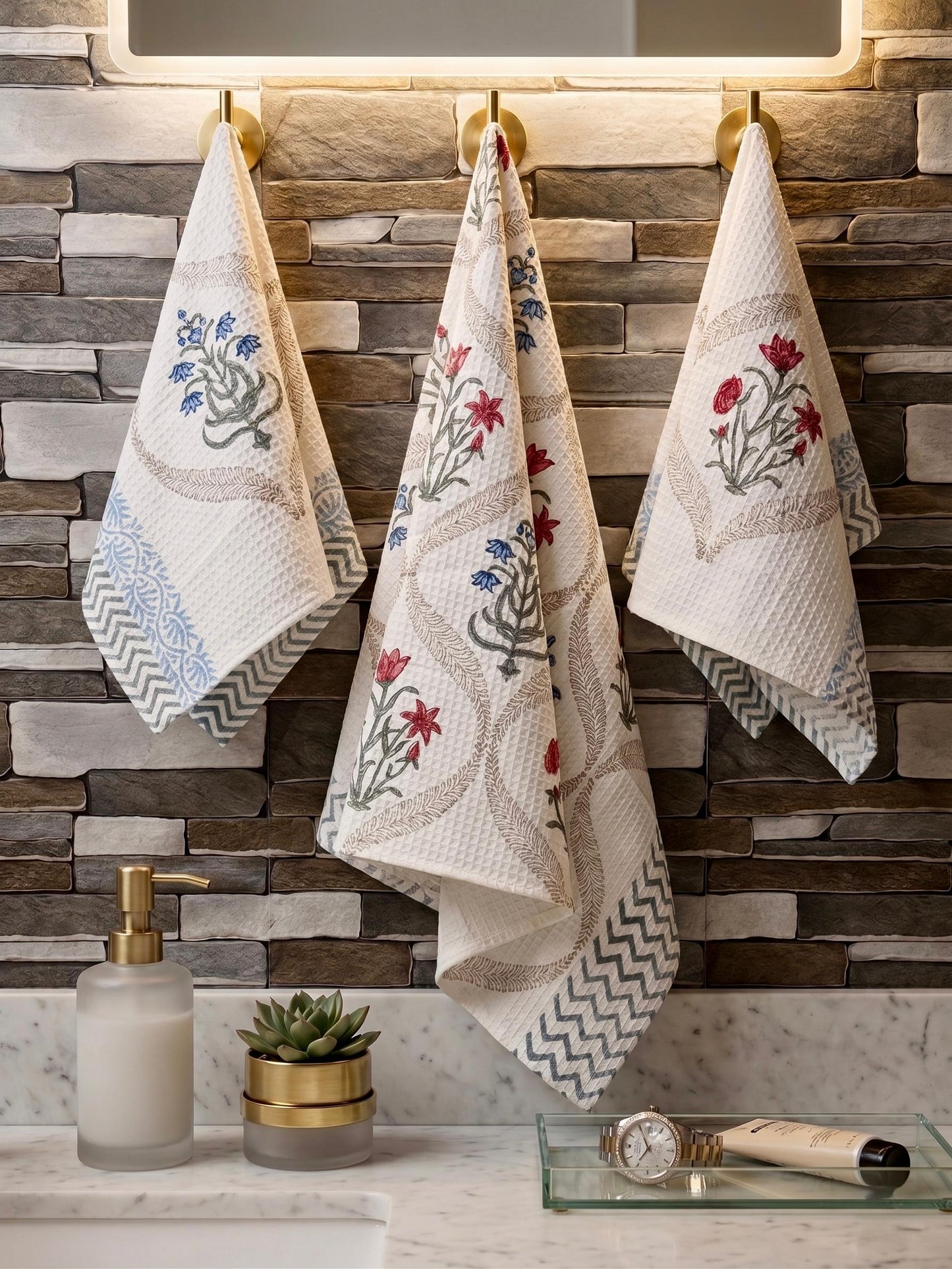 Gonra - Handblock Printed Waffle Towel Set