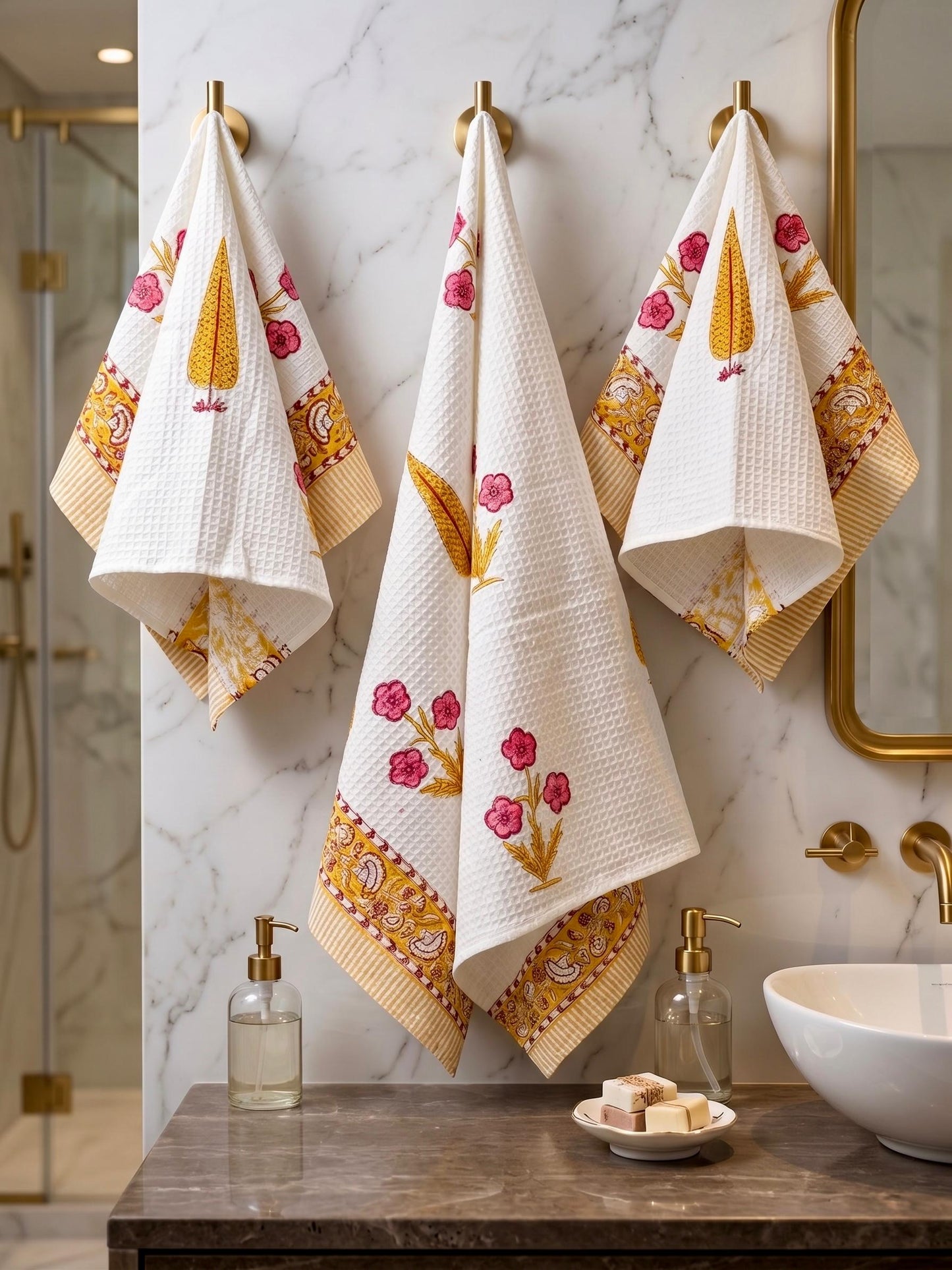 Itli - Handblock Printed Waffle Towel Set