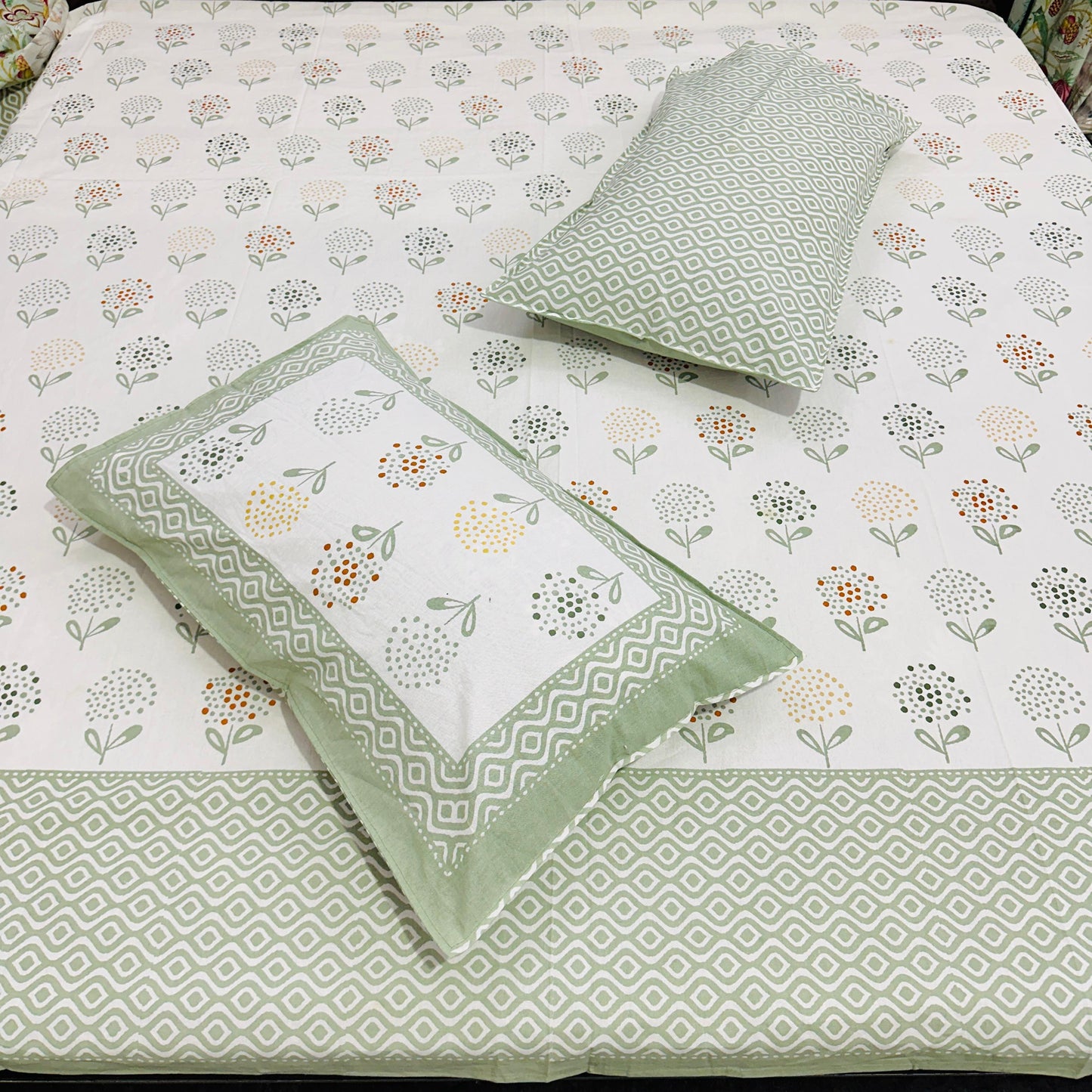Royal Orchid Handblock Printed Bedsheet