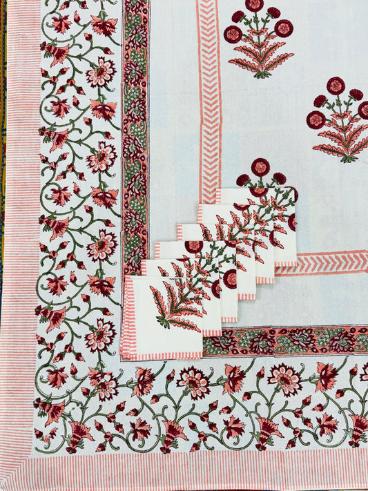 Makhani - - Handblock Printed Dining Table Cover Set