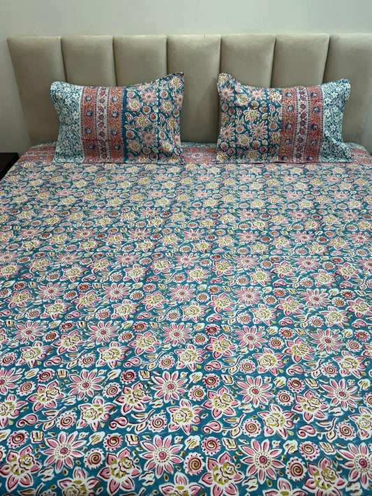 Blue Bush Double Bedsheet 90x108