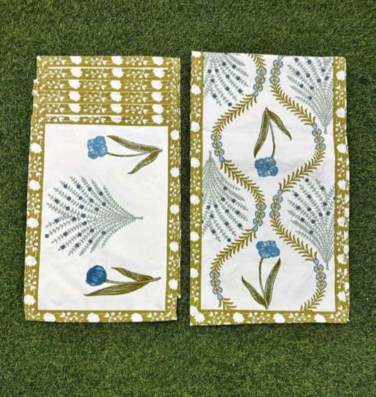 Mendy mats - Handblock Printed 6-Seater Dining Table Set