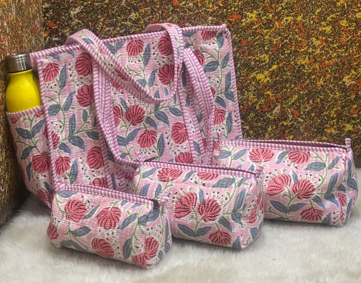 Roserybagh - Quilted Tote Bag Set