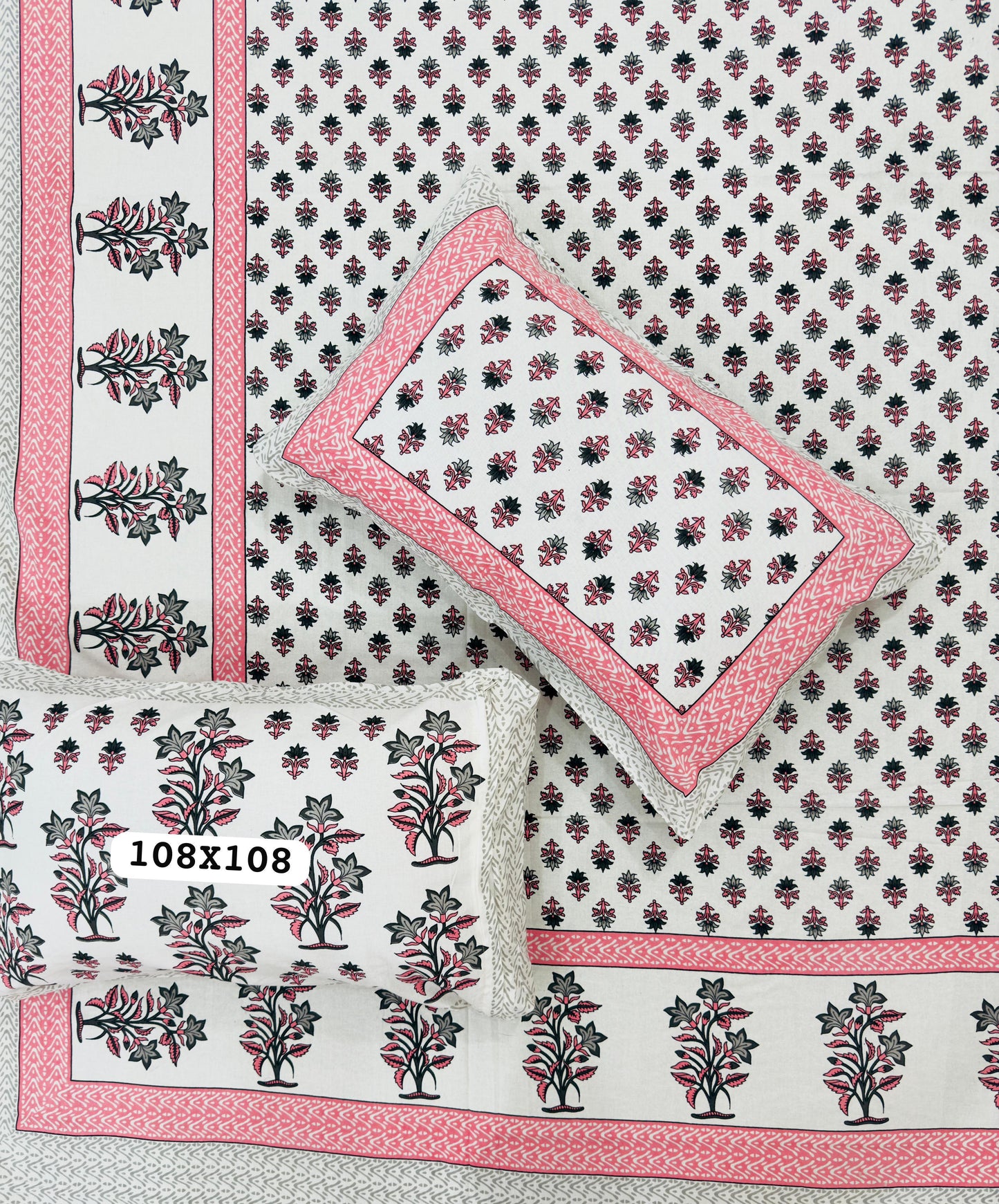 Amber Mist Handblock Printed Bedsheet