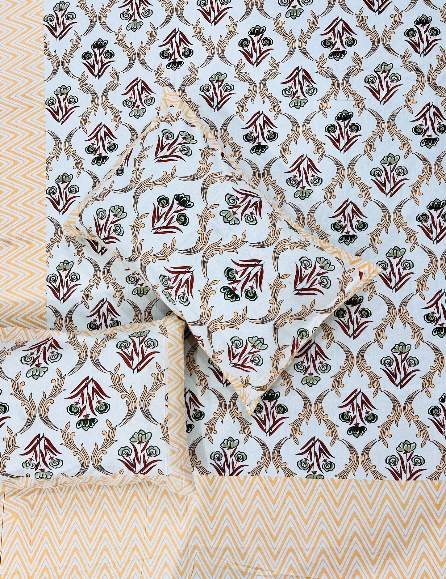Golden Charm Handblock Printed Bedsheet
