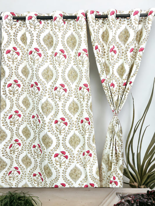 Rassbagh - Handblock Printed Cotton Curtain Set
