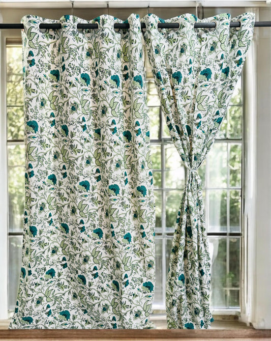 Bailler - Handblock Printed Cotton Curtain Set