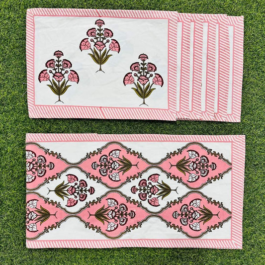 Fery Mats - Handblock Printed 6-Seater Dining Table Set