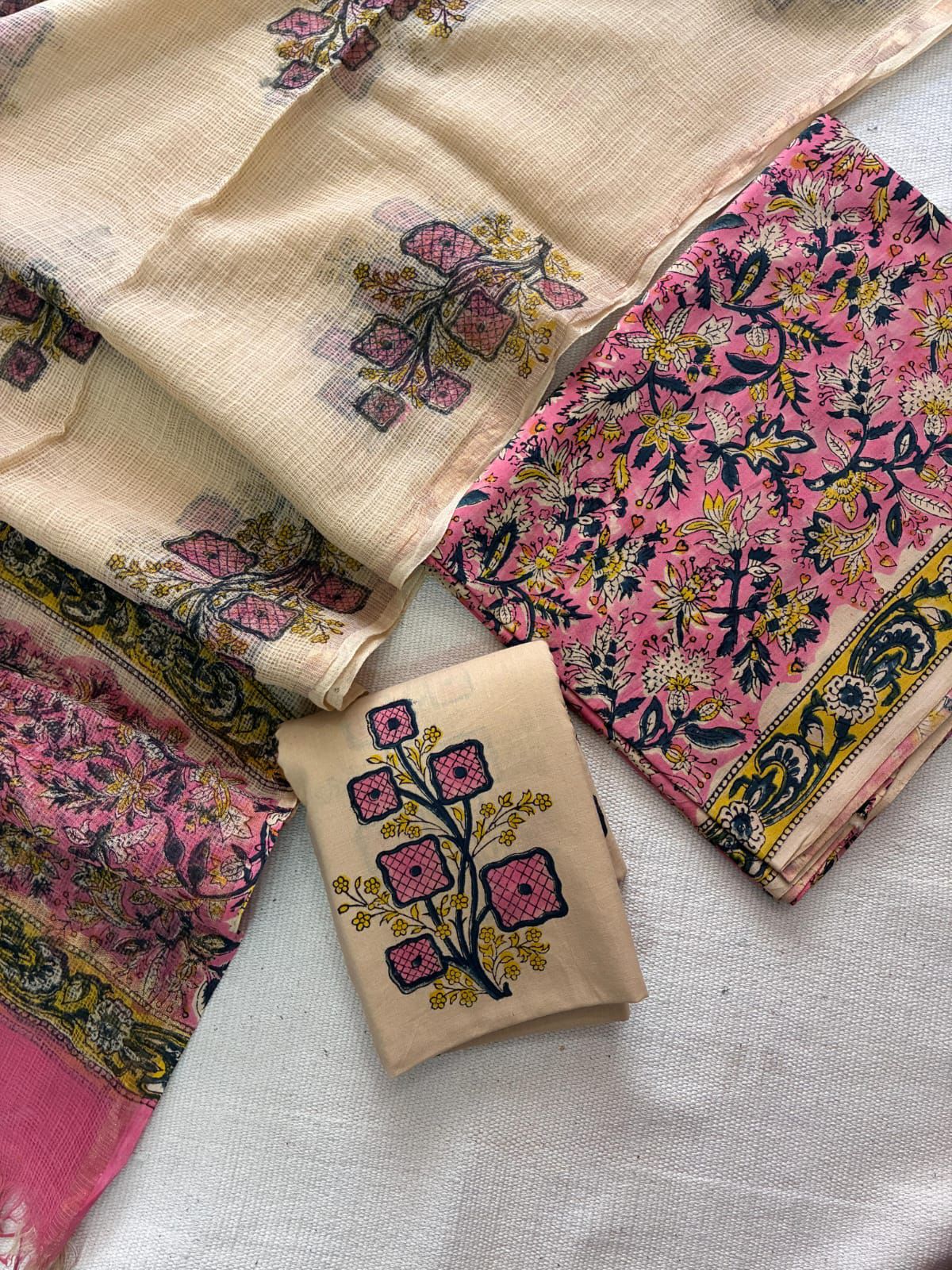 Doriyaa – Handblock Printed Cotton Suit Set with Kota Doriya Dupatta