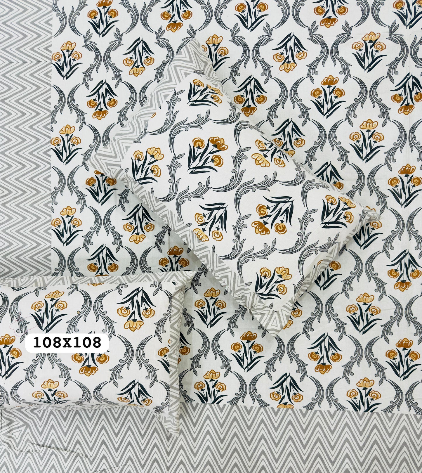Azure Pearl Handblock Printed Bedsheet