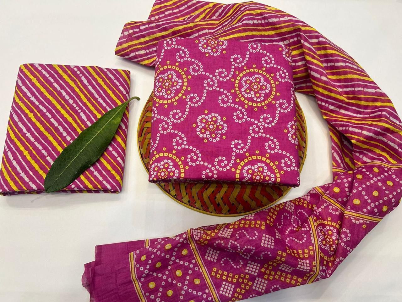 Neemrana Nights Handblock Printed Cotton Suit Set with mul mul Dupatta