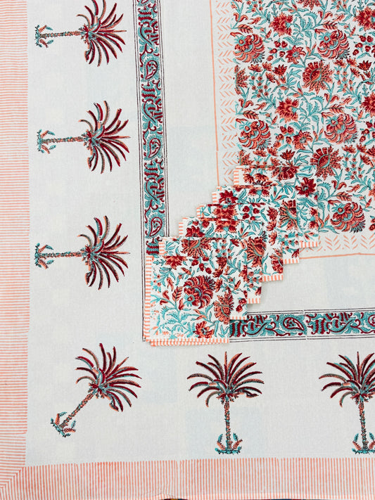 Aangan Weaves| Handblock Printed Dining Table Cover Set