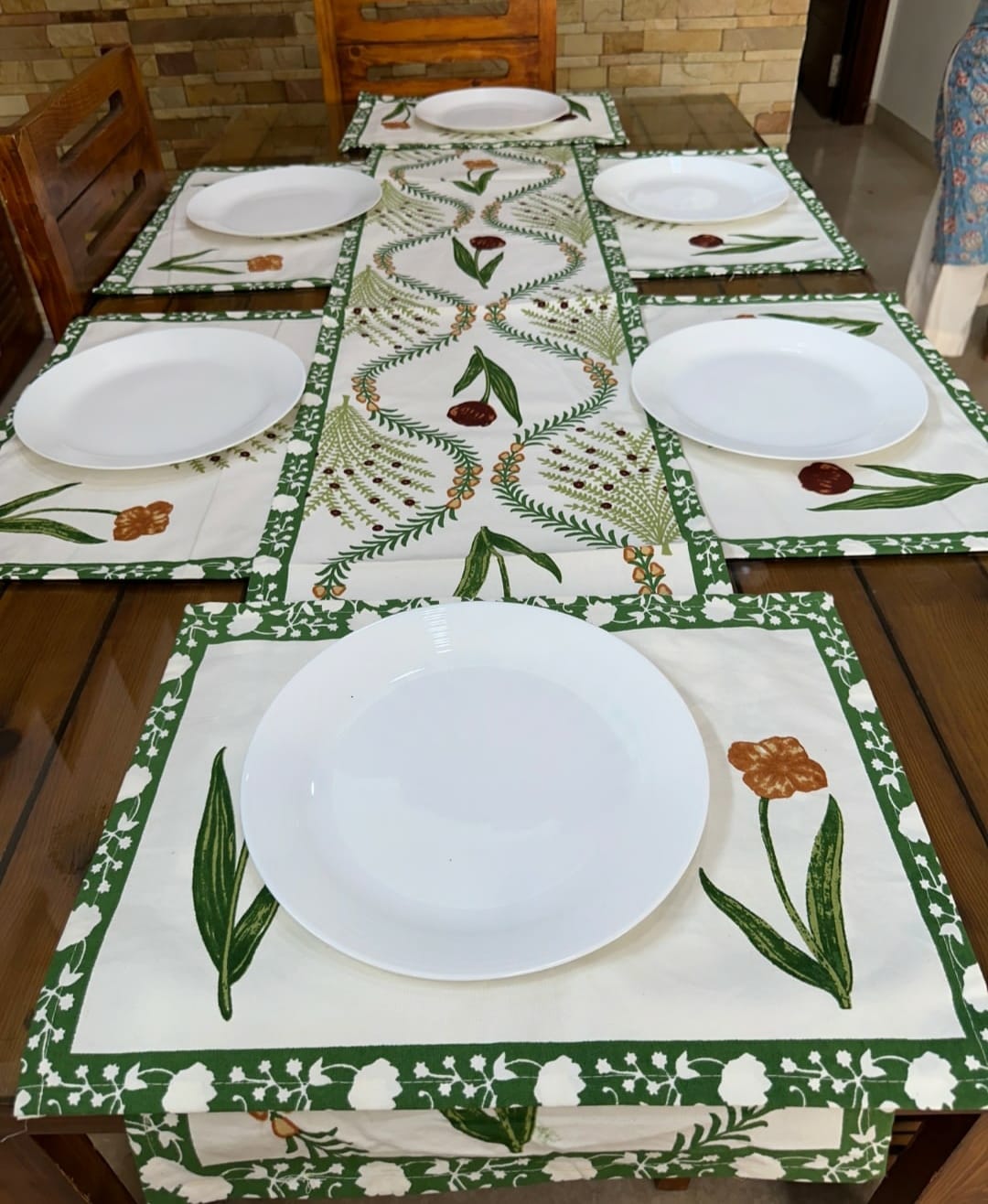 Maze - Handblock Printed 6-Seater Dining Table Set