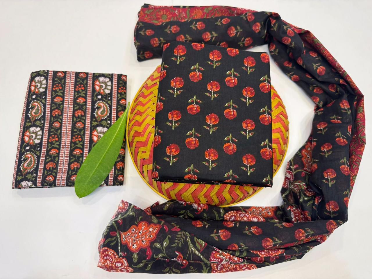 Dhaaga Drapes – Handblock Printed Cotton Suit Set with Mulmul Dupatta