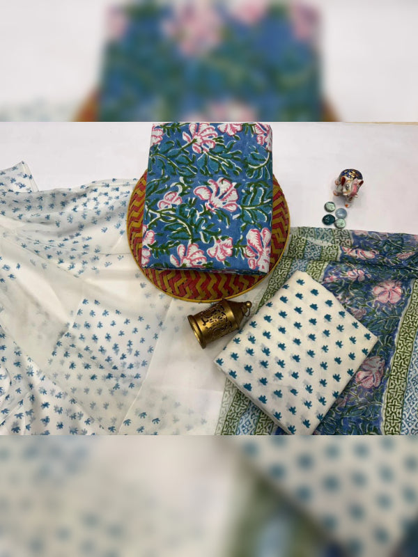 Cotton Suit with Chiffon Dupatta