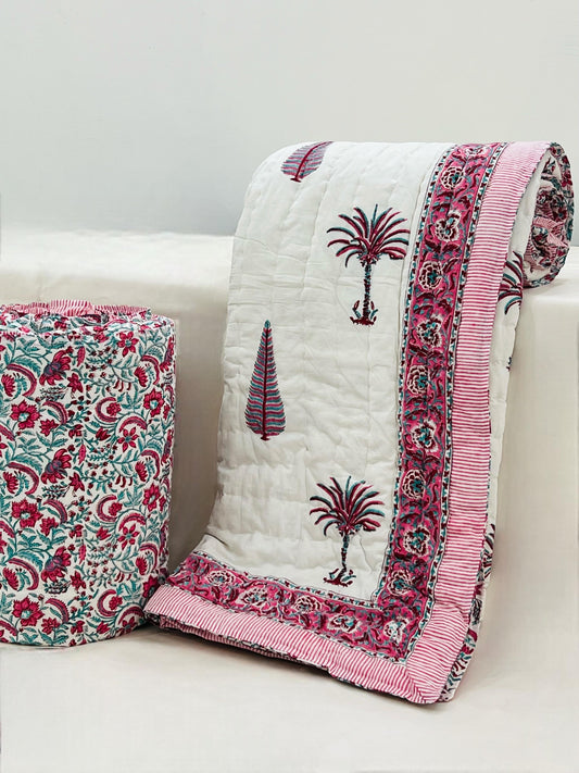 GulRazai – Handblock Printed King Size Quilt Razai
