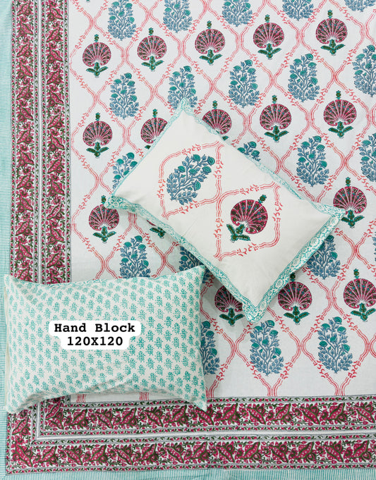 Sugandh Sleep| Handblock Printed Double Bedsheet Set