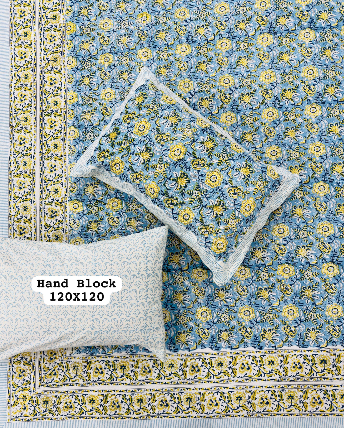 Aakaash Sheet| Handblock Printed Double Bedsheet Set
