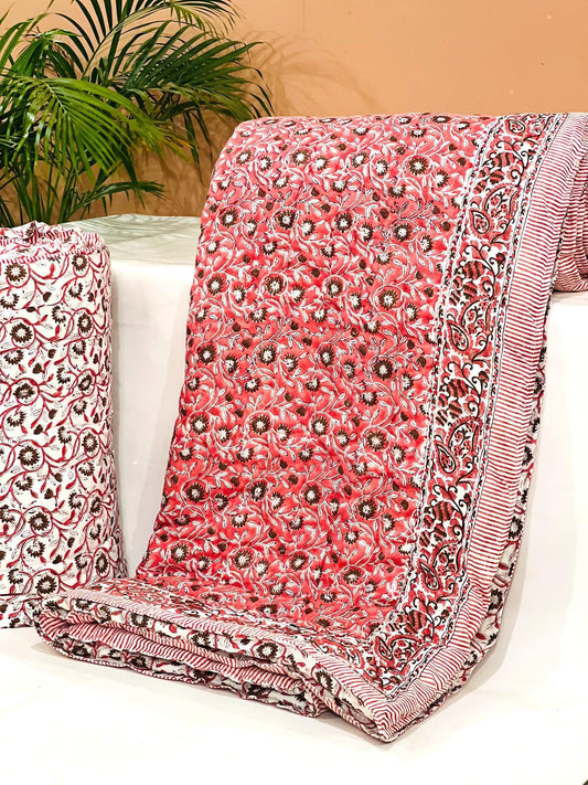 Phool & Fold – Handblock Printed King Size Quilt Razai