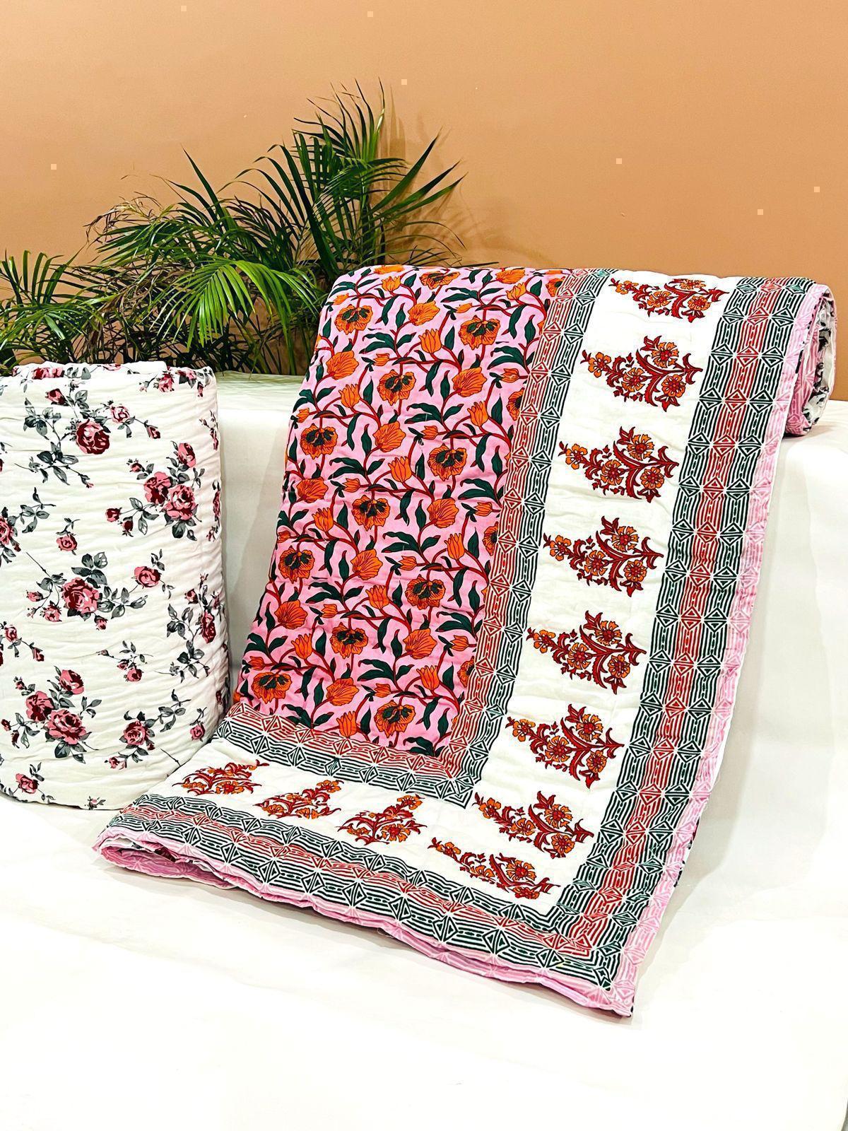 Lalbag Quilt – Handblock Printed King Size Quilt Razai