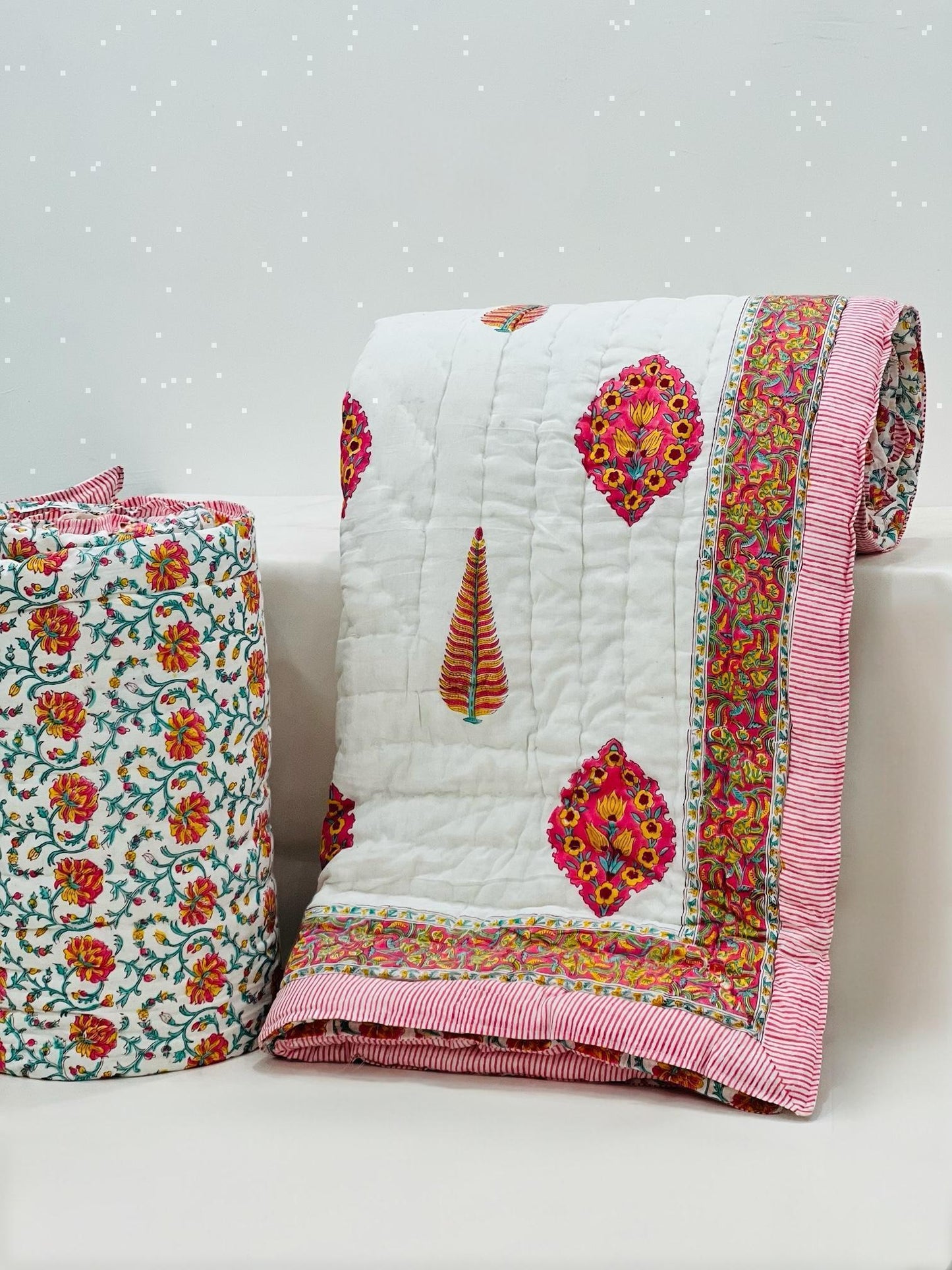 RangBaras – Handblock Printed King Size Quilt Razai