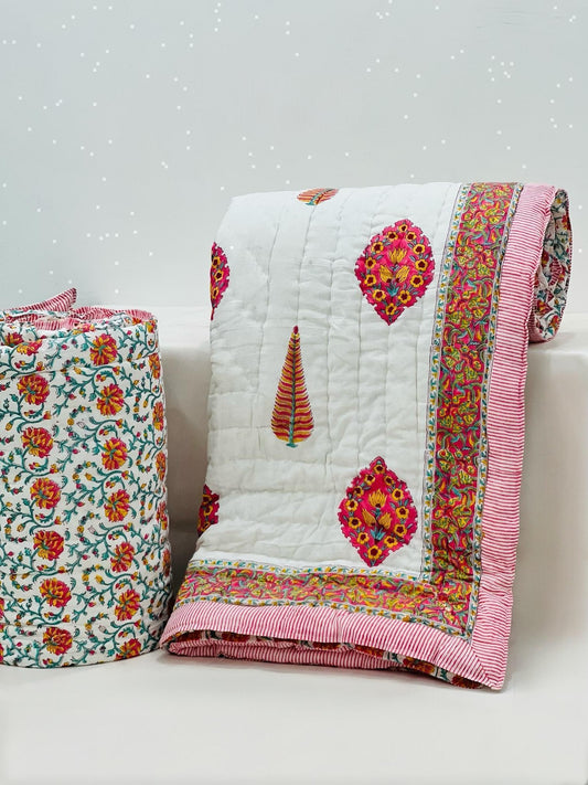 RangBaras – Handblock Printed King Size Quilt Razai