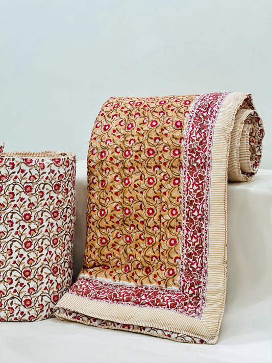 ChhapGaav – Handblock Printed King Size Quilt Razai