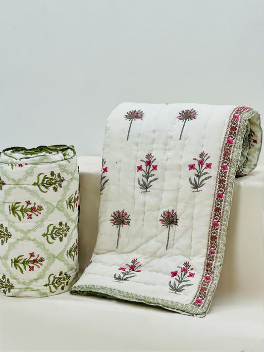 KalamRazai – Handblock Printed King Size Quilt Razai