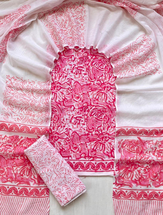 Kamalkari suits – Handblock Printed Cotton Suit Set with Mulmul Dupatta