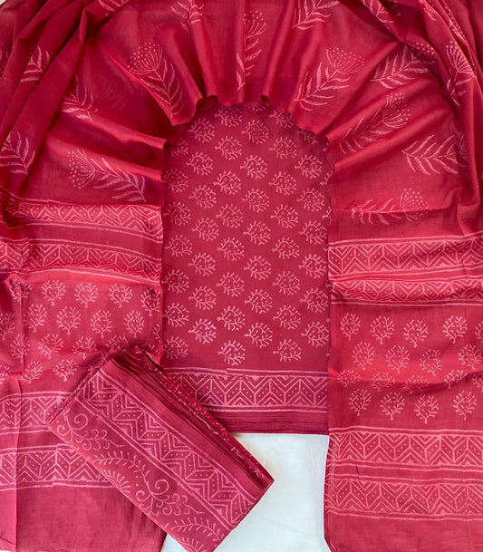 Raatrani prints – Handblock Printed Cotton Suit Set with Mulmul Dupatta