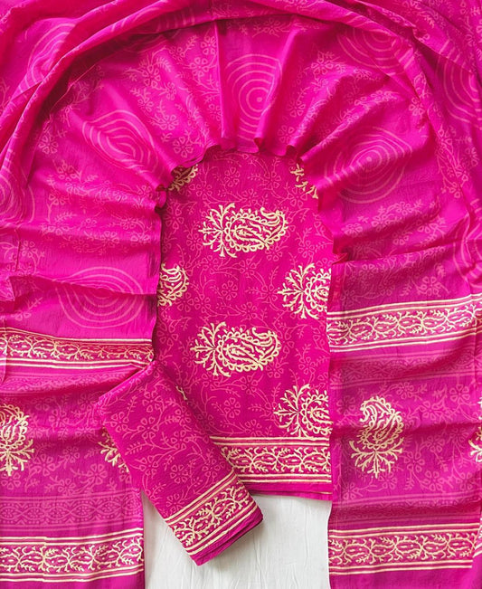 Pehnaav phoolon ka – Handblock Printed Cotton Suit Set with Mulmul Dupatta