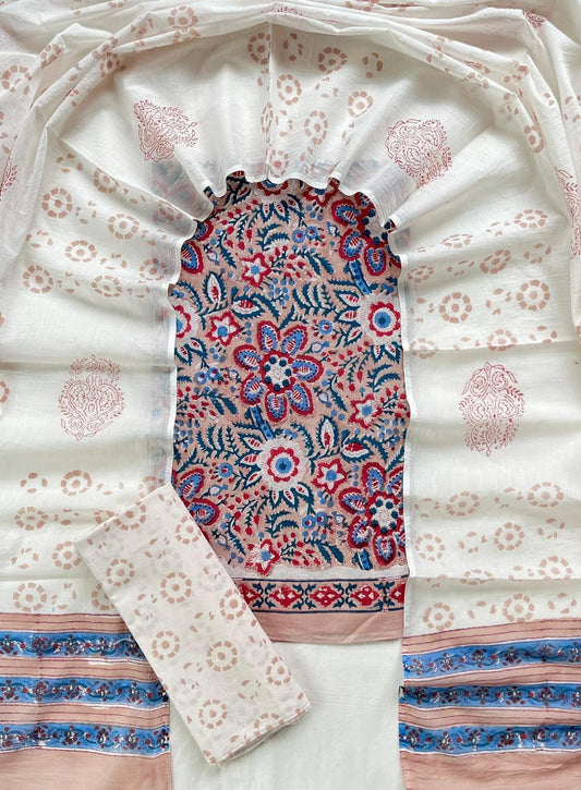 Dhaaga Drapes – Handblock Printed Cotton Suit Set with Mulmul Dupatta