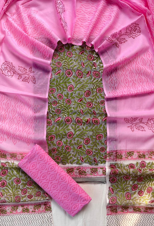 Sootra set – Handblock Printed Cotton Suit Set with Mulmul Dupatta