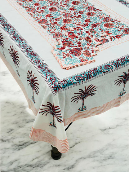 Aangan Weaves| Handblock Printed Dining Table Cover Set