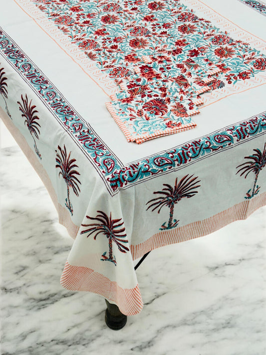 Aangan Weaves| Handblock Printed Dining Table Cover Set