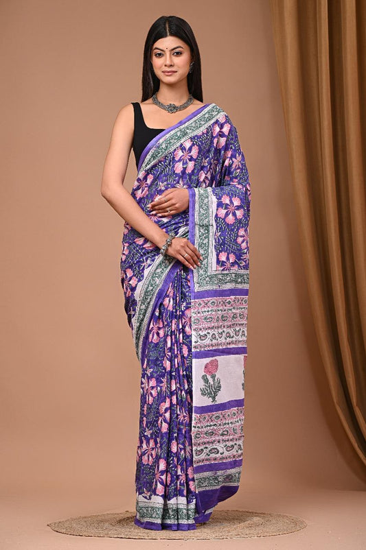 Neelima Threads – Handblock Printed Cotton Mul Saree
