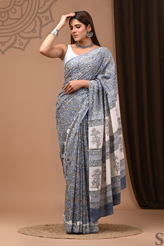 Vanya Vastra – Handblock Printed Cotton Mul Saree
