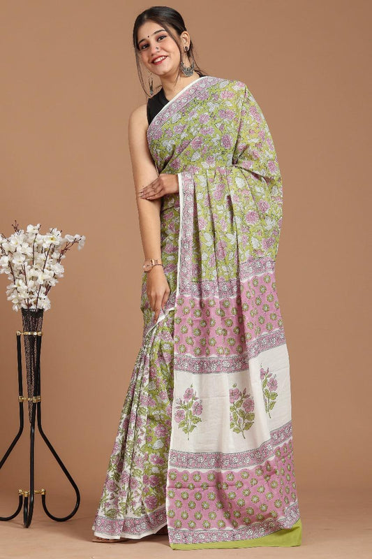 MaatiSoot – Handblock Printed Cotton Mul Saree