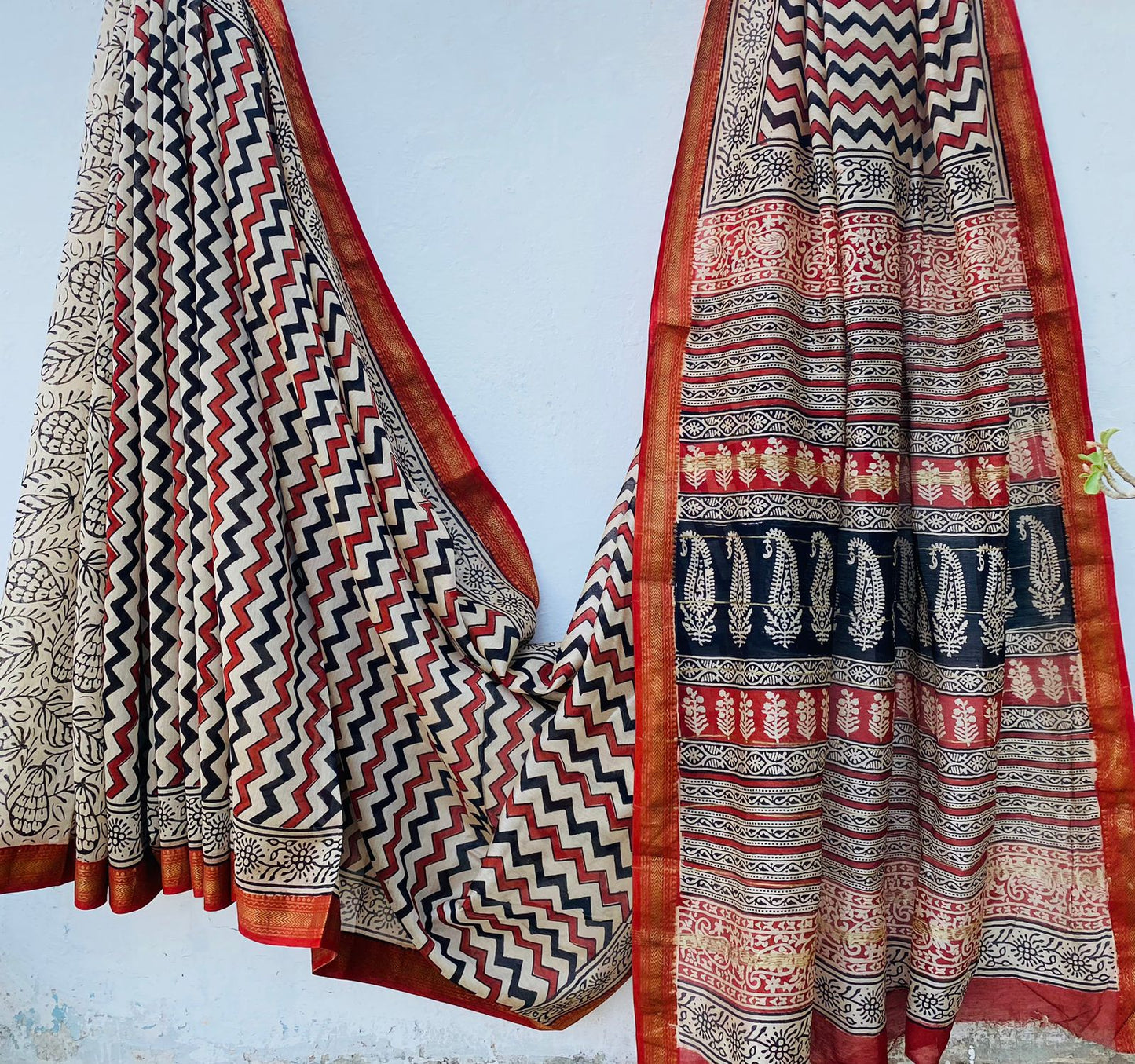 Bhoomi Threads – Handblock Printed Maheshwari Silk Saree