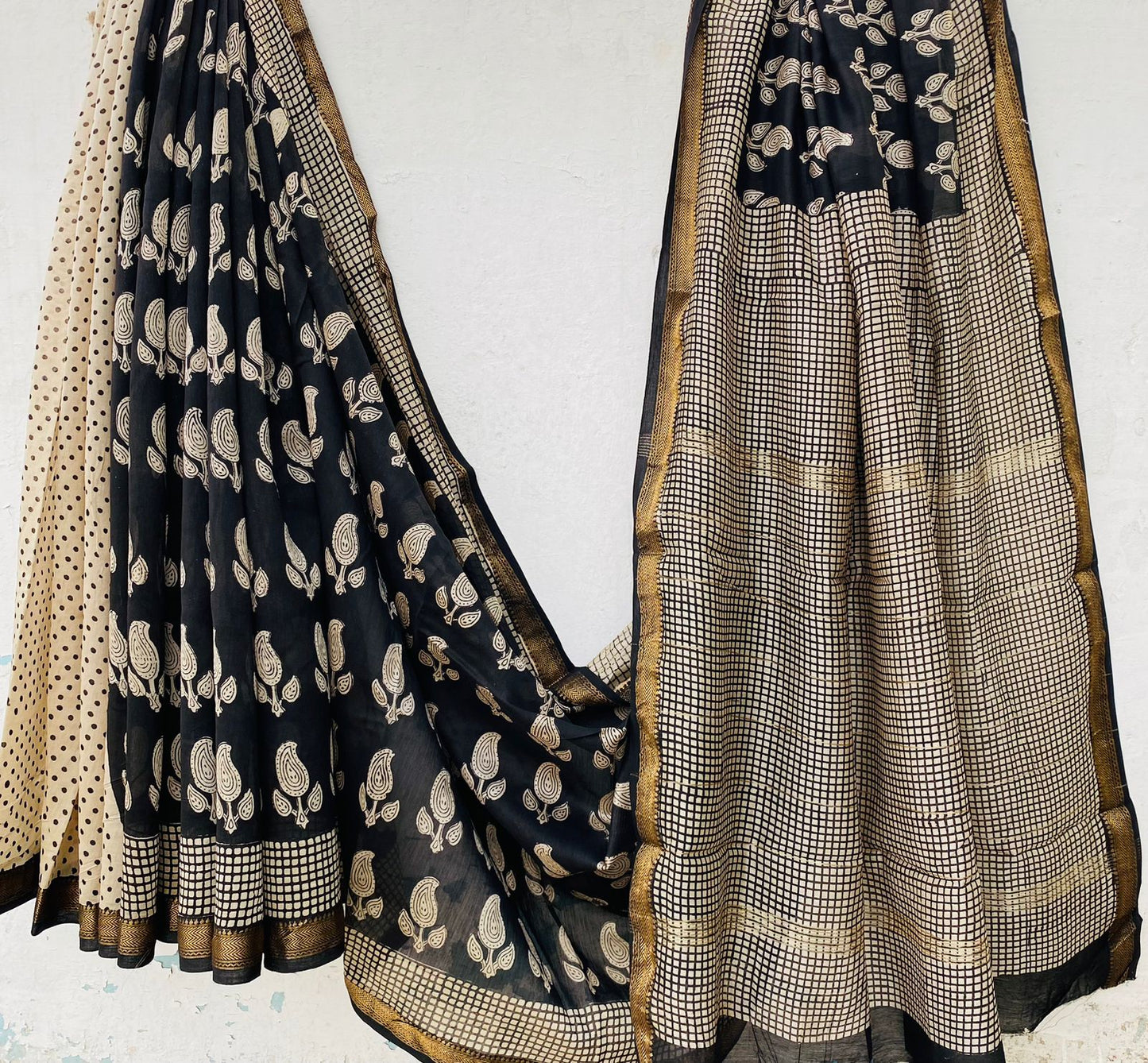 TaruTant – Handblock Printed Maheshwari Silk Saree