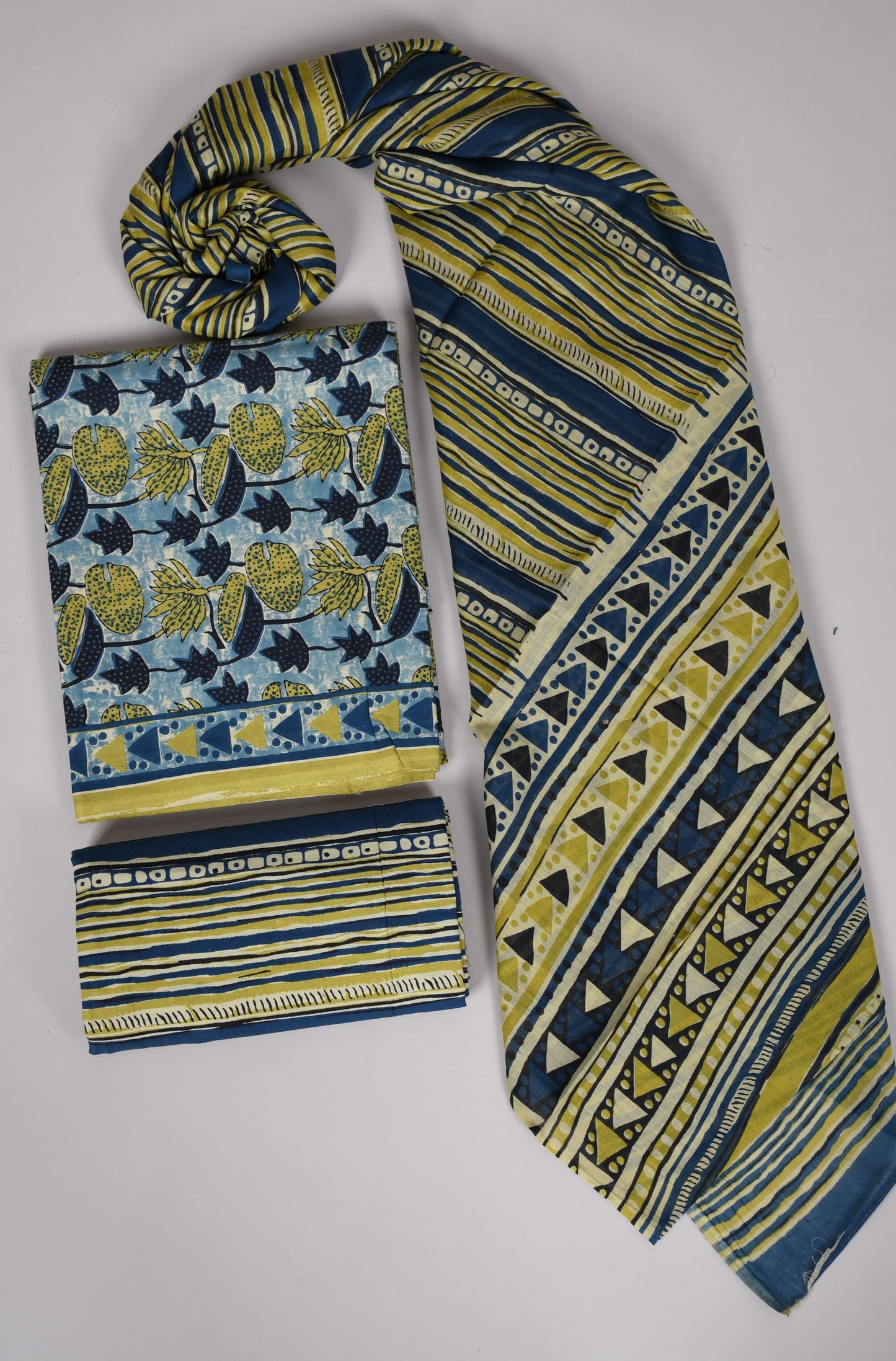 Gulaabo – Handblock Printed Cotton Suit Set with Mulmul Dupatta