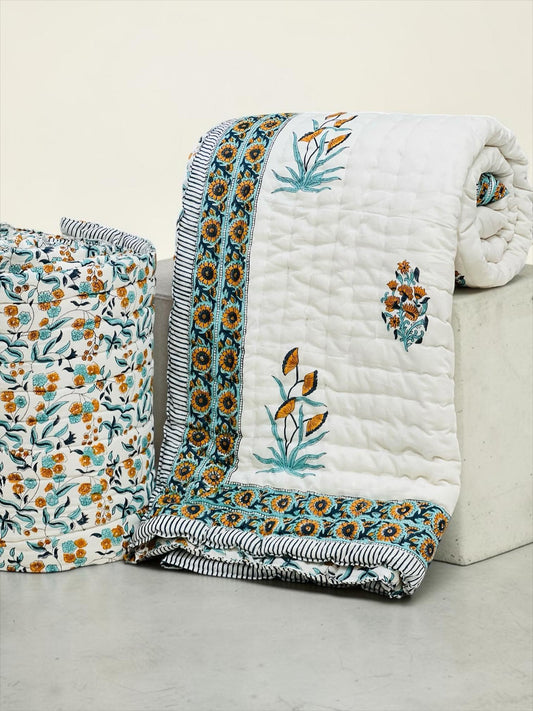 Makhmal ker – Handblock Printed King Size Quilt Razai