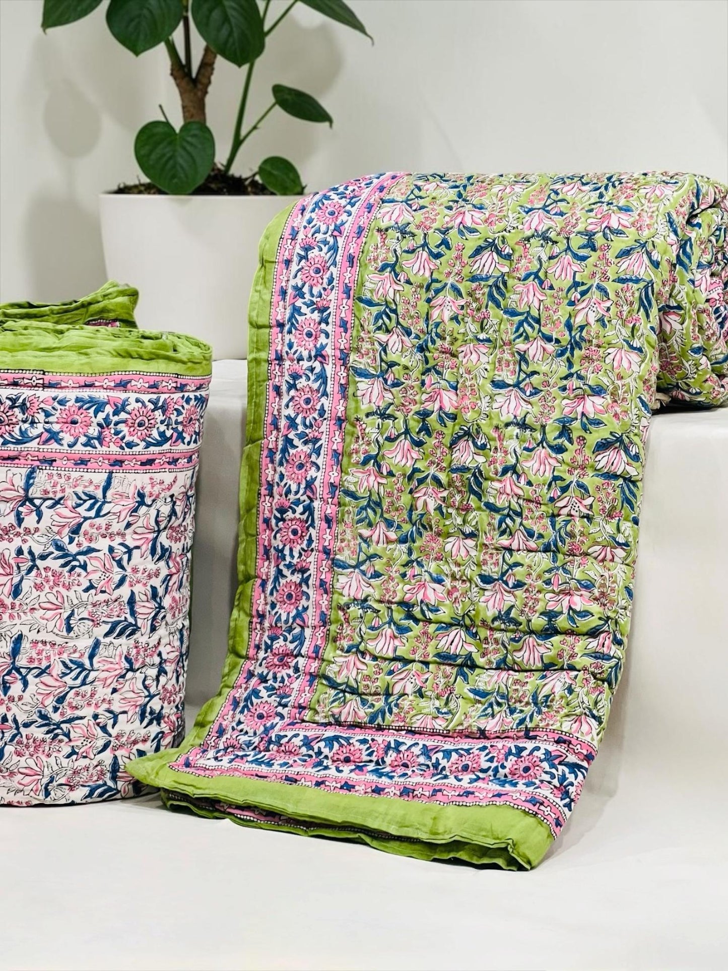 Musk Quilt - Handblock Printed King Size Quilt Razai