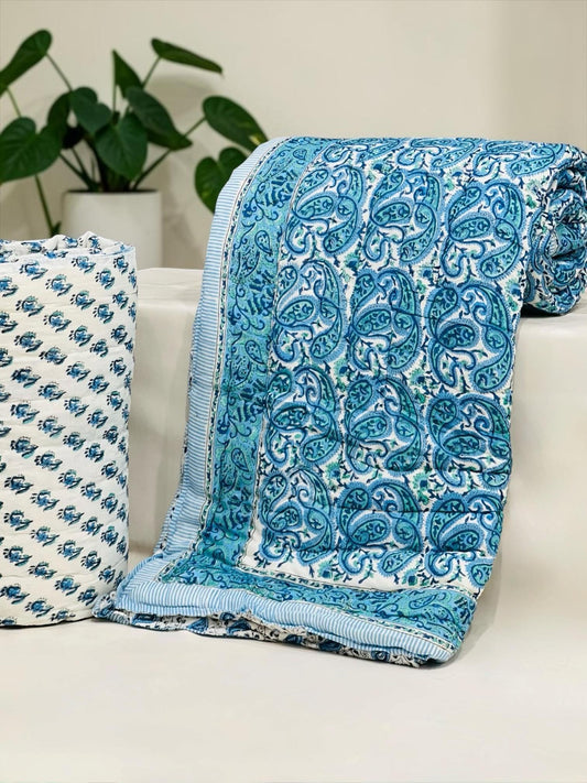 Panrose - Handblock Printed King Size Quilt Razai